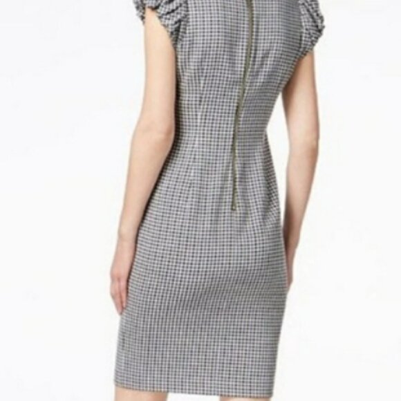 CALVIN KLEIN Black and White Gingham Midi Dress - Picture 5 of 8
